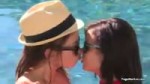 lesbian kissing in the pool