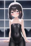 loli, flat chest, leotard, leggings, window, night s-2142547018.png