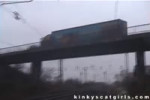 Amateur lady pooping on the train tracks.mp4