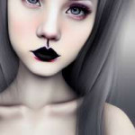 beautiful cute skinny e-girl with grey lipstick on lips, Trending on artstation HQ (2).png