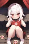 loli, {{child}}, runic tattoo, runes, white hair, red eyes, village s-750067229.png