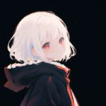 loli, child, 1girl, white hair, red eyes, bob cut, dim pallete, winter clothes, from side, face focus, black background s-1211016095.png