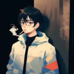 30 years old man, short hair, black hair, black eyes, glasses, winter, {{simple dark background}}, russian clothes, communism, dim palette,  smoking, detalized face and eyes, leani s-320482218.png