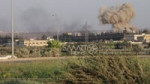 لحظة استهداف طائرات روسية معمل النسيج شرق إدلب.mp4